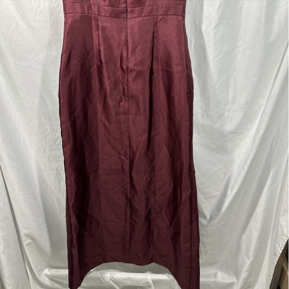 NWT $289 XSCAPE [ 12‎ ] Off Shoulder Draped Asymmetrical Gown in Burgundy - Picture 11 of 13